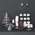 Stylish Decorative Ornament Set With Wooden Christmas Tree Vase Geometric Candle Holders And Cup Rack