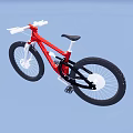 Modern Red Mountain Bike With White Frame Black Tires And Black Seat