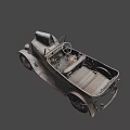 Vintage Classic Car With Rusted Body And Old Fashioned Steering Wheel Design