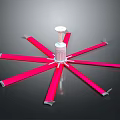 Computer CPU Cooler With Red Radial Heat Sinks And Central Silver Cylinder