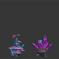 Colorful Plants Featuring Crystal And Shell Like Structures With Vibrant Flowers