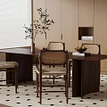 Quiet and Ancient Style Dining Tables and Chairs 3d model