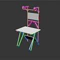 White Folding Chair With Simple Structure Backrest And Armrests On Black Background With Reflection