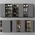 Modern Gray Wardrobe Design With Multiple Compartments Drawers And Hanging Areas 3d model