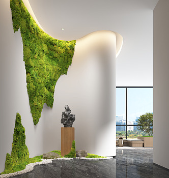 Modern Foyer Bryophyte Landscape 3d model