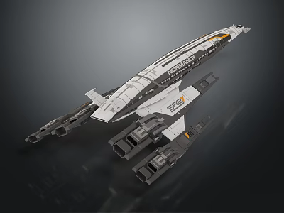 Sleek Futuristic Spaceship With Aerodynamic Design And Propulsion Engines For Interstellar Exploration 3d model