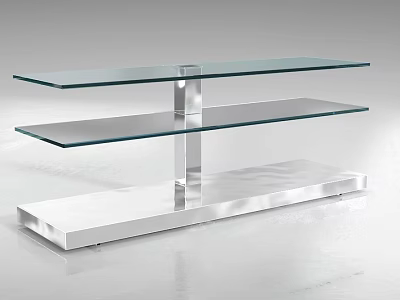 Modern Glass And Metal Multi Tier Shelf Unit With Sturdy Base Design 3d model