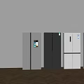 Modern Design Refrigerators in Silver Black White Colors with Double Door Styles 3d model