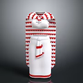White Kitchen Apron With Red Heart Patterns And Decorative Sash For Daily Use