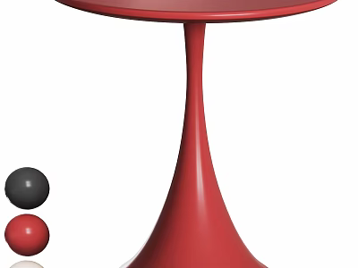 Red Round Table With Modern Curved Base And Decorative Balls For Living Room 3d model