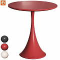 Red Round Table With Modern Curved Base And Decorative Balls For Living Room