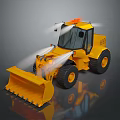Yellow Utility Vehicle With Snow Plow Blade Large Tires Warning Lights And Reflective Surface