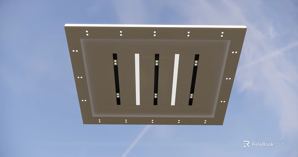 Modern Ceiling Design With Square Frame Black White Strips Mounted With Screws 3d model