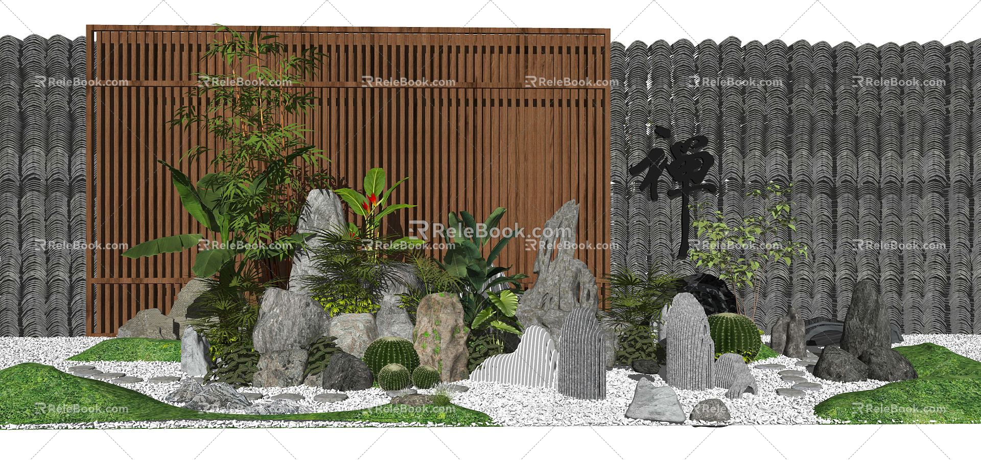 New Chinese style landscape sketch landscape sketch courtyard landscape dry landscape 3d model