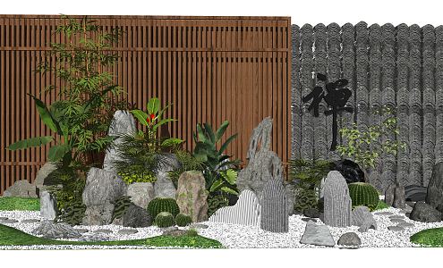 New Chinese style landscape sketch landscape sketch courtyard landscape dry landscape 3d model