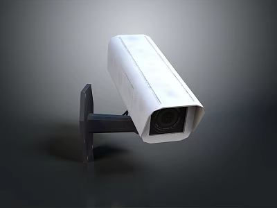 White Housing Security Camera With Black Mount For Outdoor Surveillance Electronic Appliance 3d model