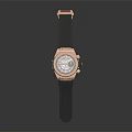 Luxury Rose Gold Watch With Diamond Encrusted Bezel And Black Rubber Strap