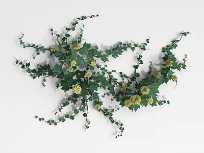 Lush Green Climbing Vine with Yellow Flowers and Fresh Green Leaves 3d model
