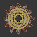 Industrial Hardware Tools Gear with Red and Gold Metal Surface for Mechanical Use