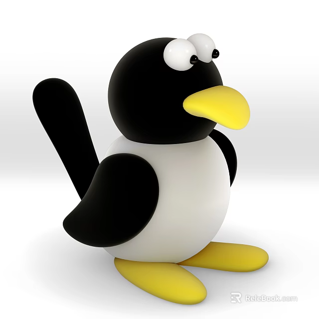 Cute Penguin Doll With Black And White Body Yellow Beak And Feet Design 3d model 