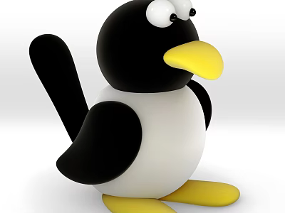Cute Penguin Doll With Black And White Body Yellow Beak And Feet Design 3d model