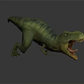 Tyrannosaurus Rex 3D Model With Green Yellow Color Open Mouth Dynamic Pose