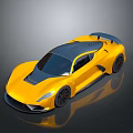 Yellow Sports Car With Black Roof Sleek Design Black Wheels And Rear Spoiler