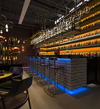 Industrial LOFT Bar Clear Bar Bistro Bar Tacker Block Area Bar Counter Cashier Wine Cabinet Card Block Sofa 3d model