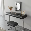 Modern Dressing Table With Black Stool Mirror Dried Flowers And Cosmetics 3d model