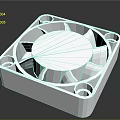 White Square Electronic Cooling Fan with Circular Center and Ventilation Design 3d model
