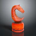 Red Horse Head Sculpture Unique Curved Design With Round Base Artistic Carving