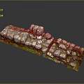 Wood And Stone Decorative Blocks With Moss Covered Split Parts Design Elements