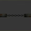 Rusted Iron Shackles Connected By Chain On Gray Background With Reflection