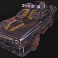 Weathered Modified Car With Yellow Black Accents And Roof Lights