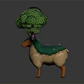 Enchanting Sheep Character With Tree Covered Purple Horns And Green Leafy Foliage