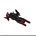 Detailed Cosmic Spaceship 3D Model With Red Blue Accents And Weapon Systems