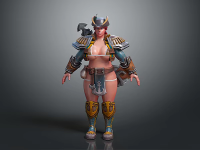 Fantasy Female Warrior Character With Creature Inspired Horned Armor And Gear 3d model