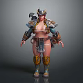 Fantasy Female Warrior Character With Creature Inspired Horned Armor And Gear