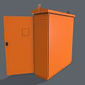 Industrial Orange Electrical Control Cabinet Featuring Open Doors Switches And Indicators 3d model