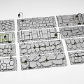Road Pavement Design With Various Stone Slab Patterns And Street Lamps