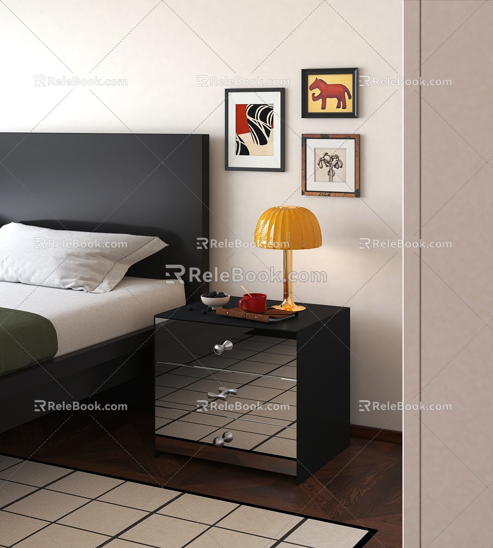 Modern minimalist bedside table Bauhaus bedside table 3d model