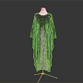 Stylish Black Robe With Pink And White Intricate Pattern On Mannequin
