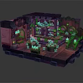 Cartoon Style Wooden Tavern Interior With Tables Chairs Fireplace Decorative Windows And Warm Lighting