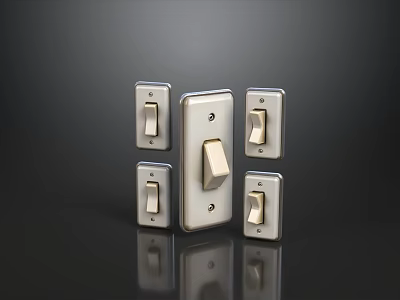 Modern Metallic Switch Panels With Sleek Surface And Various Switch Styles 3d model