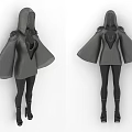 Hooded Cape Fashion Design With Bell Sleeves Tight Pants And High Heels