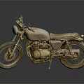 Vintage Classic Motorcycle Exterior With Retro Body Headlight Seat And Spoked Wheels