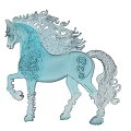 Artistic 3D Decorative Horse Figurine With Intricate Swirl Patterns And Light Blue White Tones