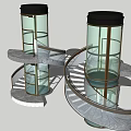 Modern Elevator Rotating Sightseeing Elevator 3d model