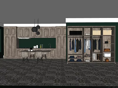Modern Wooden Wardrobe Design With Hanging Clothes Drawers And Storage Shelves 3d model
