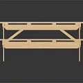 Outdoor Wooden Picnic Table With Slatted Top Attached Benches And Center Hole